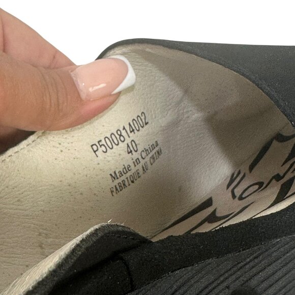 Fly London Womens Palp Black Nobuck Leather Peep-Toe Wedge Sandals SZ 40 - Picture 3 of 13